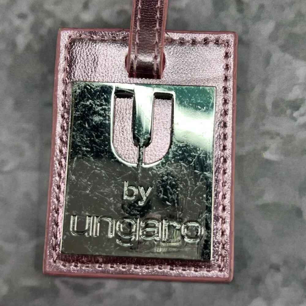 Emanuel Ungaro Paris Keychain Pink Leather Purse Charm Keyring Designer Bling